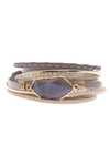 Saachi Endless Dream Beaded Multistrand Leather Wrap Bracelet In Taupe