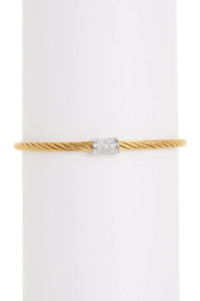 Alor 18k White Gold Stainless Steel Cable Diamond Bracelet In Yellow