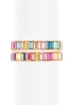 Natasha Accessories Rectangular Crystal Stretch Bracelet In Rainbow