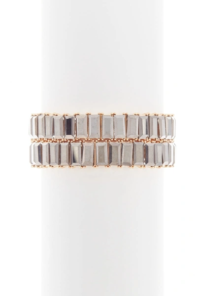 Natasha Accessories Rectangular Crystal Stretch Bracelet In Gunmetal/black