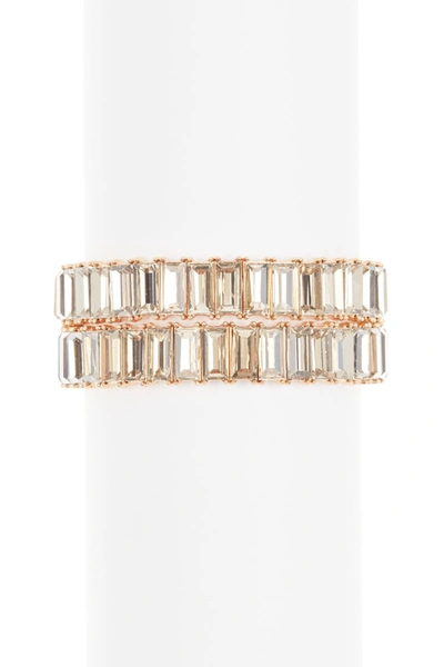 Natasha Accessories Rectangular Crystal Stretch Bracelet In Gold/lt Col