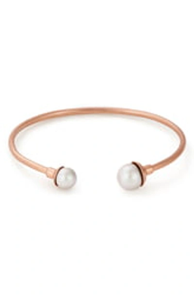 Alex And Ani 14k Rose Gold Plated Sterling Silver Sea Sultry Swarovski Pearl Cuff In Rose Gld