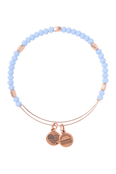 Alex And Ani Periwinkle Siren Beaded Expandable Wire Bracelet In Rse Gold
