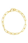 Adornia 14k Gold Plated Paper Clip Chain Bracelet In Yellow