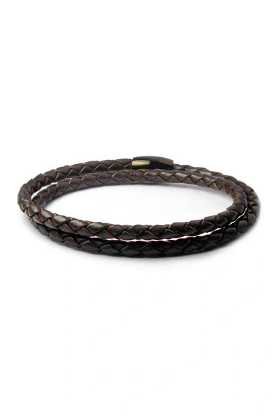 Liza Schwartz Double Wrap Braided Leather Bracelet In Brown