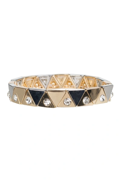 Jardin Brass & Crystal Triangle Stretch Bracelet In Gold-silver