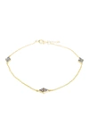 Cz By Kenneth Jay Lane Two-tone Cz Diamond Station Anklet In 2tone