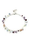 Samuel B Jewelry Sterling Silver Multi Stone Dangling Charm Bracelet In Silver-multi