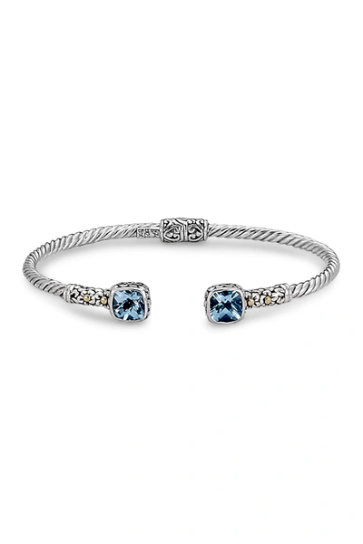 Samuel B Jewelry Sterling Silver & 18k Gold Blue Topaz Bangle Bracelet