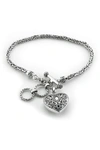 Samuel B Jewelry Sterling Silver Heart Charm Bracelet In Silver