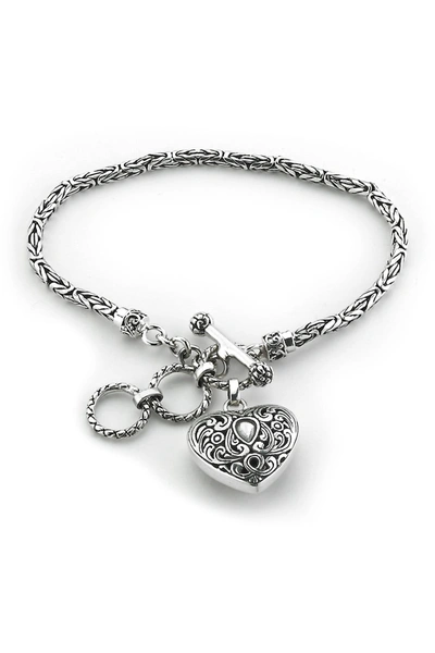 Samuel B Jewelry Sterling Silver Heart Charm Bracelet