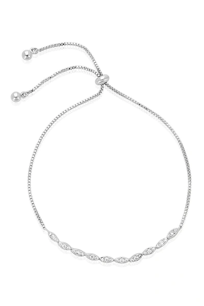 Sterling Forever Rhodium Plated Marquise Cut Cz Slider Bracelet In Silver
