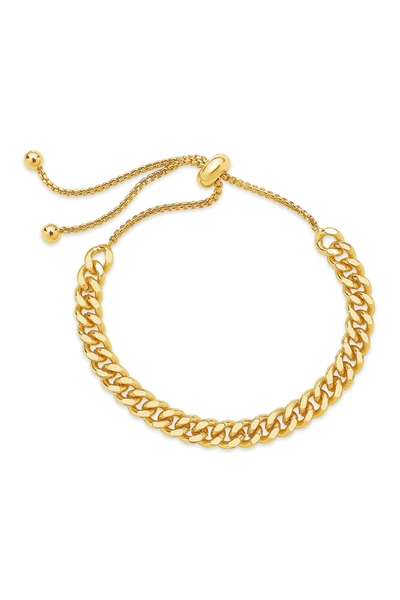 Sterling Forever 14k Plated Chain Link Bolo Bracelet In Gold-tone