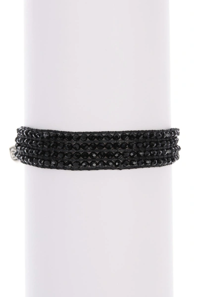 Ayounik Crystal Beaded Adjustable Bracelet In Black