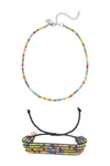 AYOUNIK CRYSTAL BEADED BRACELET & CHOKER SET,855829008832