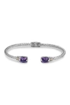 SAMUEL B JEWELRY STERLING SILVER & 18K GOLD AMETHYST BANGLE BRACELET,643905809585