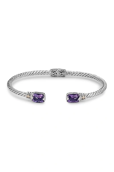 Samuel B Jewelry Sterling Silver & 18k Gold Amethyst Bangle Bracelet In Purple