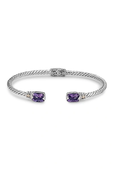Samuel B Jewelry Samuel B. Sterling Silver & 18k Gold Amethyst Bangle Bracelet In Purple