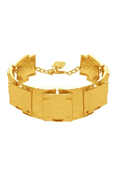 Karine Sultan 24k Gold Plated Shiny Textured Square Bracelet