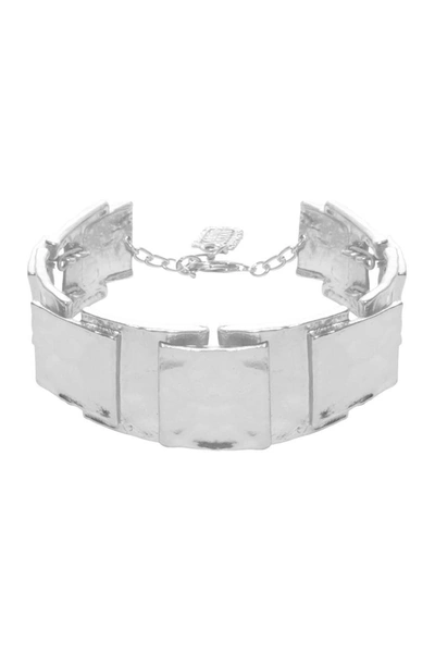 Karine Sultan Sterling Silver Plated Shiny Textured Square Bracelet