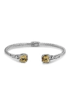 Samuel B Jewelry Samuel B. Sterling Silver & 18k Gold Citrine Seahorse Motif Hinged Bangle Bracelet In Yellow