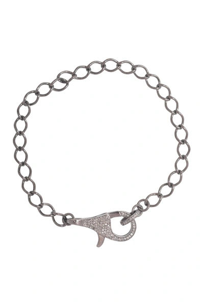 Adornia Fine Pave Diamond Lock Bracelet In Silver