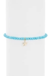 ADORNIA STRETCH TURQUOISE WITH STAR CHARM BRACELET,791109049631