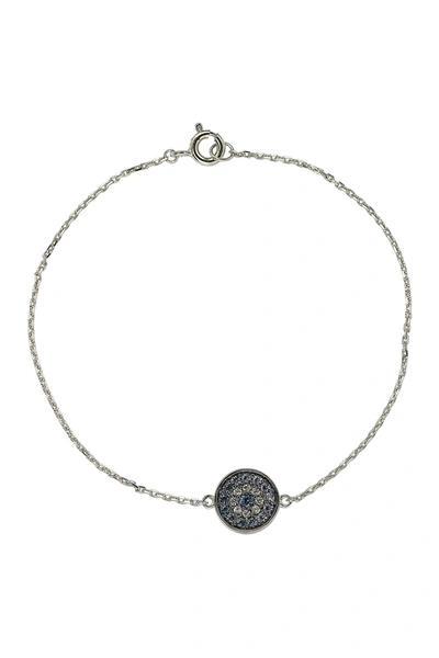 Suzy Levian Sterling Silver Diamond, Sapphire & Created Sapphire Pave Disc Bracelet In Blue