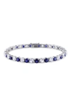 DELMAR STERLING SILVER CREATED BLUE & WHITE SAPPHIRE BRACELET,682077093774