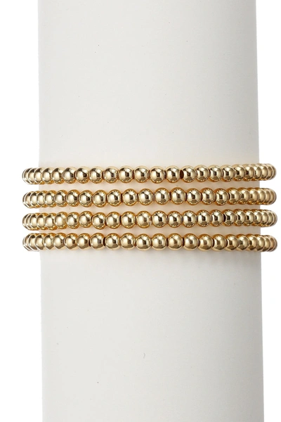 Eye Candy Los Angeles 18k Gold Plated Beaded Stretch Ball Bracelet Set