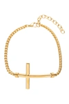 Eye Candy Los Angeles Carson Cross Titanium Chain Link Bracelet In Gold
