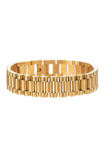 Eye Candy Los Angeles Levi Titanium Chain Link Bracelet In Gold