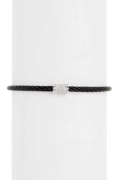Alor 18k White Gold Stainless Steel Cable Diamond Bracelet In Black