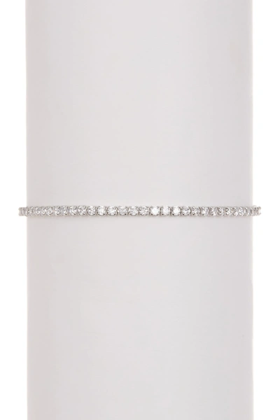 Adornia White Rhodium Plated Swarovski Crystal Accented Lariat Bracelet In Silver
