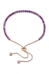 Delmar Purple Amethyst Adjustable Tassel Bracelet In Gold