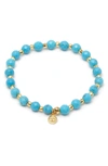 Gorjana Power Gemstone Elastic Bracelet In Healing/ Turquoise/ Gold