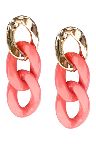 Jardin Colorblock Curb Chain Link Drop Earrings In Coral/gold