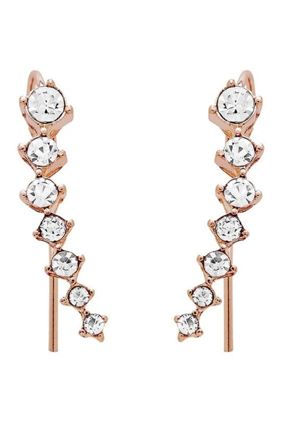 Sterling Forever 14k Rose Gold Plated Cz Earring Crawlers