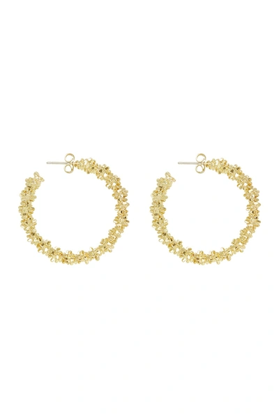 Ettika Gold Tone Abstract Textured Hoop Earrings