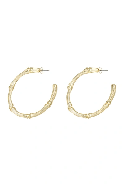 Ettika Gold Tone Bamboo Inspired Hoop Earrings