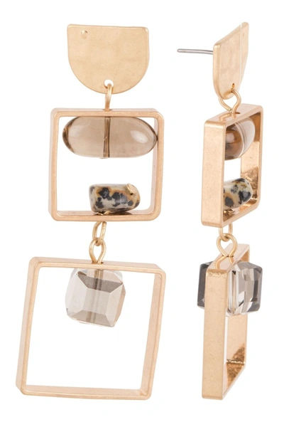 Saachi Sedona Stone Accent Square Double Drop Earrings In Brown
