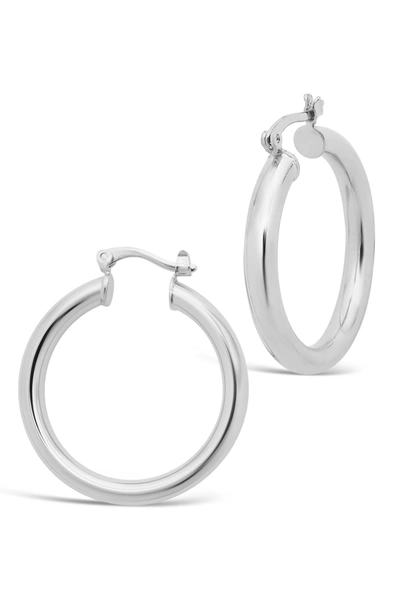 Sterling Forever Rhodium Plated Large Chunky Tube Hoop Earrings In Silver