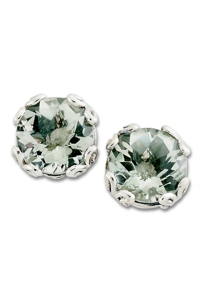 Samuel B Jewelry Sterling Silver Prasiolite Stud Earrings In Green