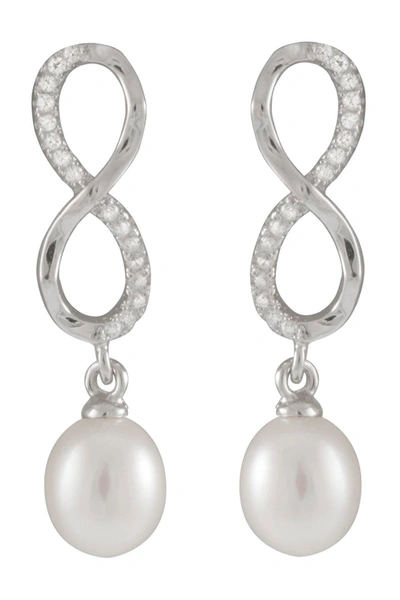 Splendid Pearls Dangling 7.5-8mm Pearl Infinity Earrings In Natural White