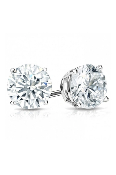 Suzy Levian Sterling Silver Round-cut White Cz Stud Earrings