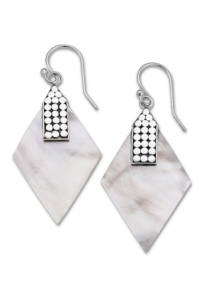 Samuel B Jewelry Stainless Steel Mother Of Pearl Diamond Shaped Dangle Earrings In White