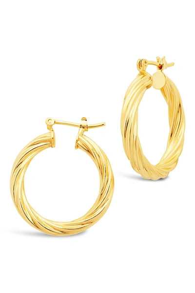 Sterling Forever 14k Gold Plated Twist Hollow Hoop Earrings