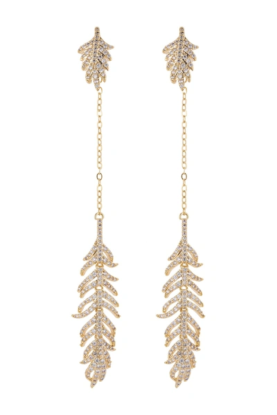 Eye Candy Los Angeles 18k Yellow Gold Plated Feather Drop Earrings