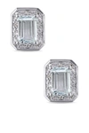 Delmar Sterling Silver Pave Diamond & Aquamarine Rectangular Stud Earrings