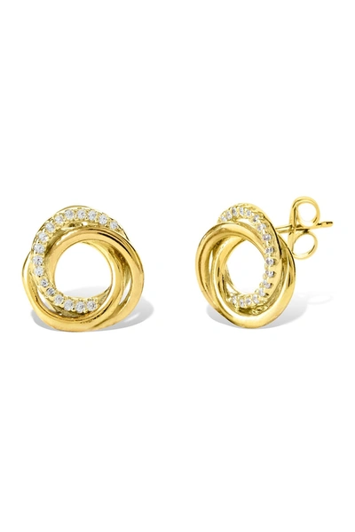 Savvy Cie 18k Gold Vermeil Cz Knot Stud Earrings In Yellow